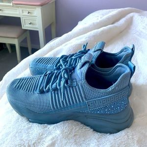Blue Steve Madden bedazzled sneakers